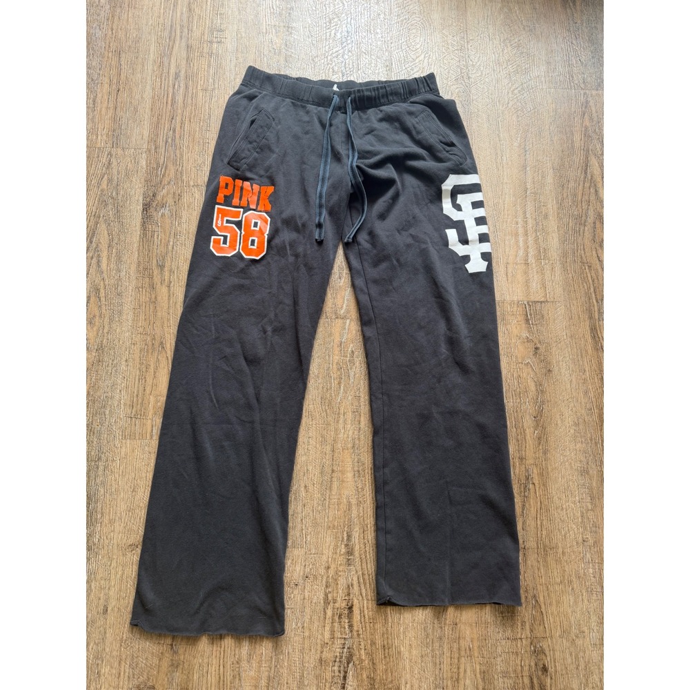 Victorias Secret PINK MLB San Francisco Giants Sweatpants Black Wide Leg Small